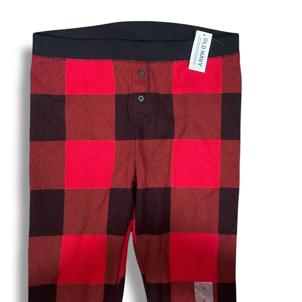 Old Navy Kids S Red Buffalo Plaid Thermal Leggings Bottoms Match the Fam Pants
